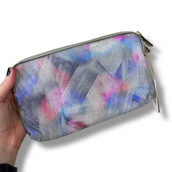 Aimee Kestenberg NWT Violet Brushed Metallic Genuine Leather Zipper Gala Clutch - Picture 6 of 7